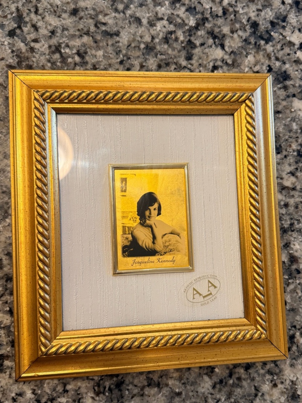 Vintage Jacqueline Kennedy Gold Leaf Portrait Artistic Reproduction Framed "AA"